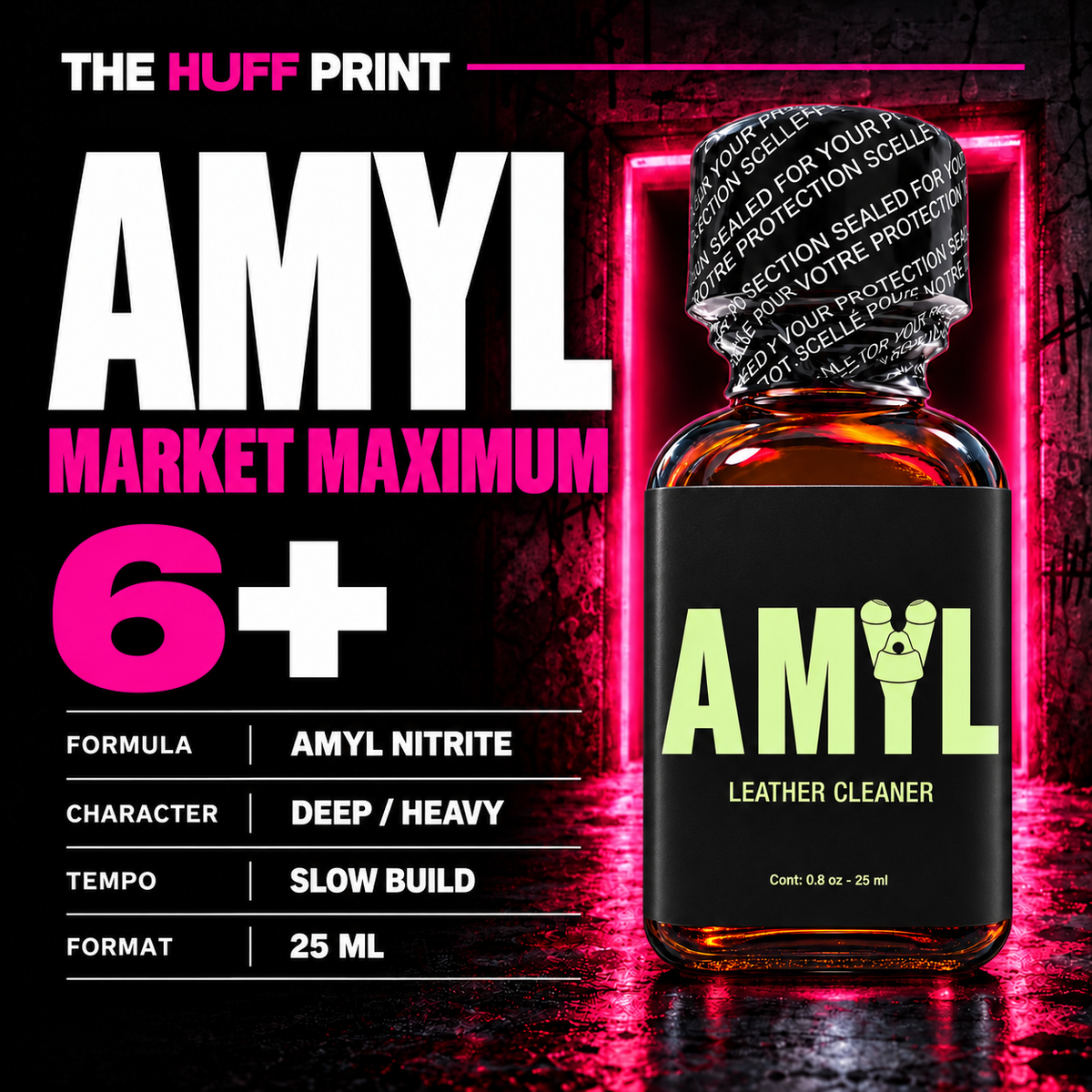 AMYL 25 ml Huff Print, pure amyl nitrite, Huff Level 6 plus