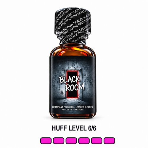 Black Room 25 ml on white background with Huff Level 6 of 6