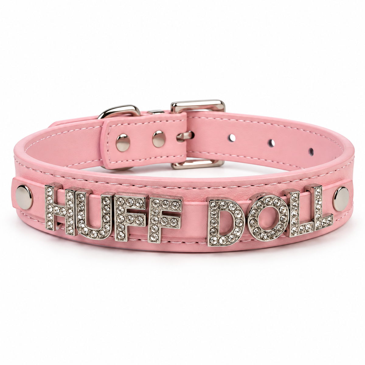HUFF DOLL baby pink rhinestone collar clean white product image