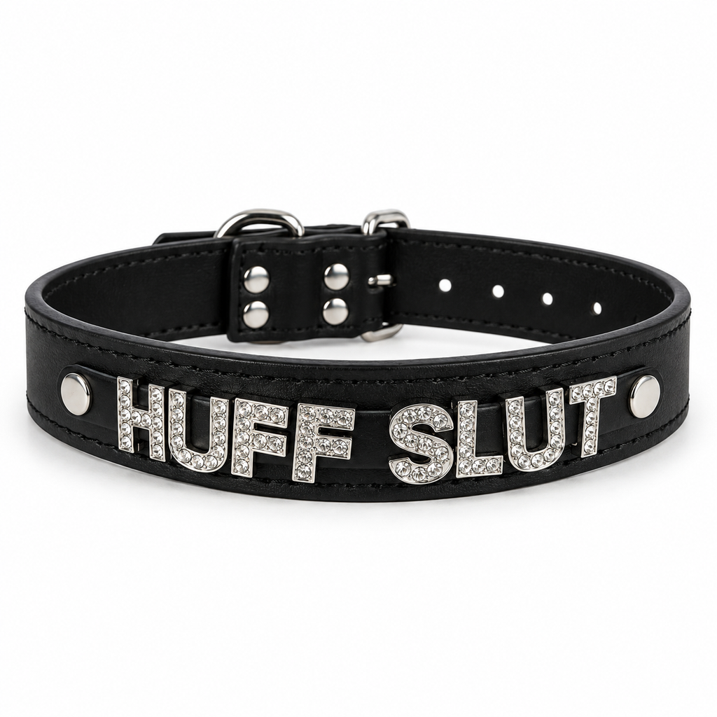 HUFF SLUT black rhinestone collar clean white product image