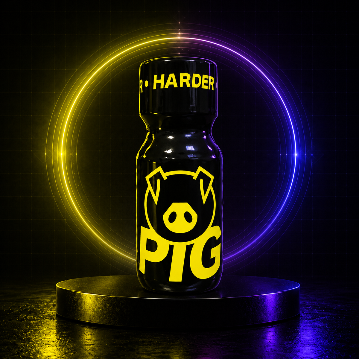 Pig Yellow 25 ml on an acid-yellow and violet HuffSluts neon laboratory stage