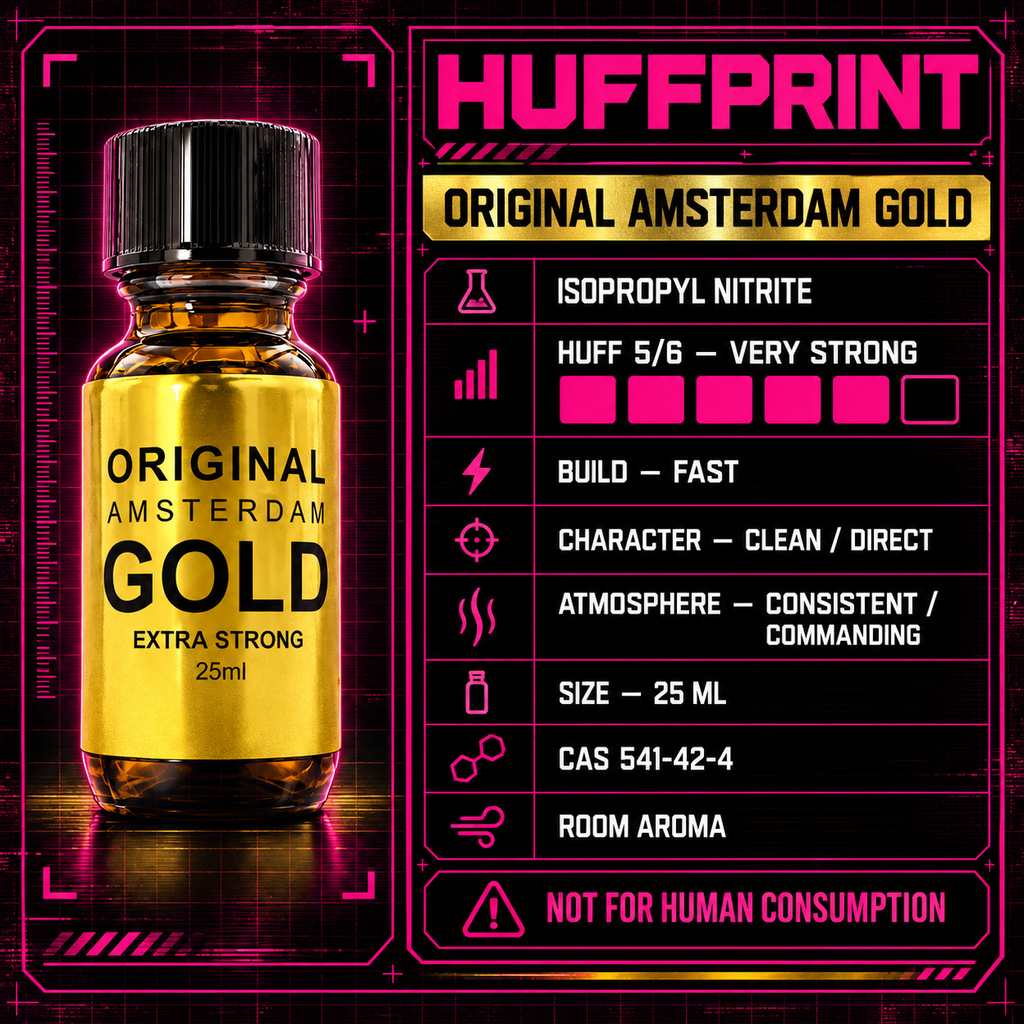 Original Amsterdam Gold 25 ml HUFFPRINT, Isopropyl Nitrite, Huff Level 5 of 6
