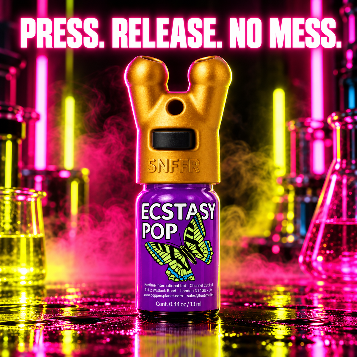 Small Double SNFFR Leakproof Gold fitted to Ecstasy Pop 13 ml