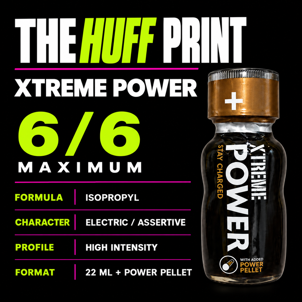 Xtreme Power Huff Print: isopropyl, 22 ml plus power pellet, Huff Level 6 of 6